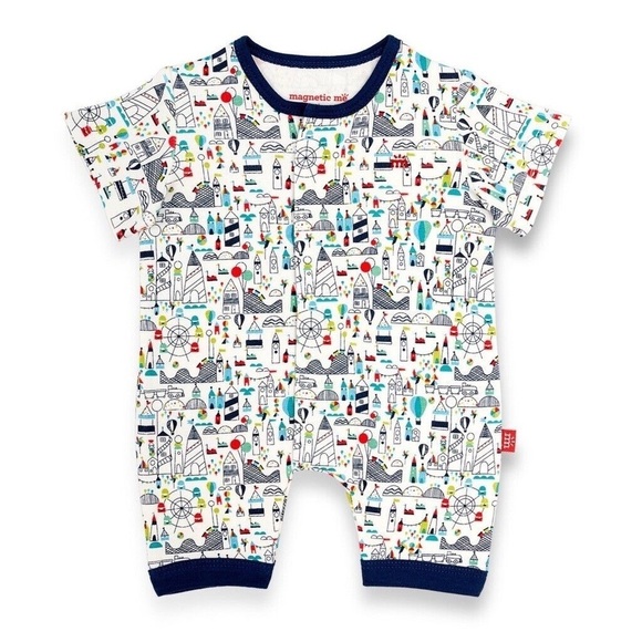 NWT Magnetic Me Organic Cotton Fun Fair Romper Shortall - Picture 1 of 5